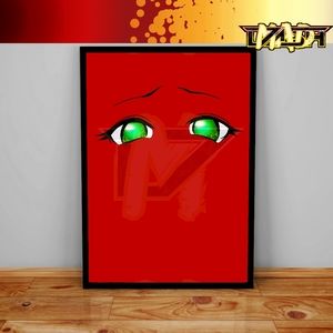 Kawaii Anime Eyes Cute fem aesthetic Poster Sad Manga Doujinshi Gamer girl aka